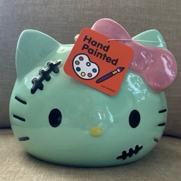Sanrio Other - Hello Kitty NWT Halloween 🎃 Hand Painted Frankenstein Planter Fall Decor